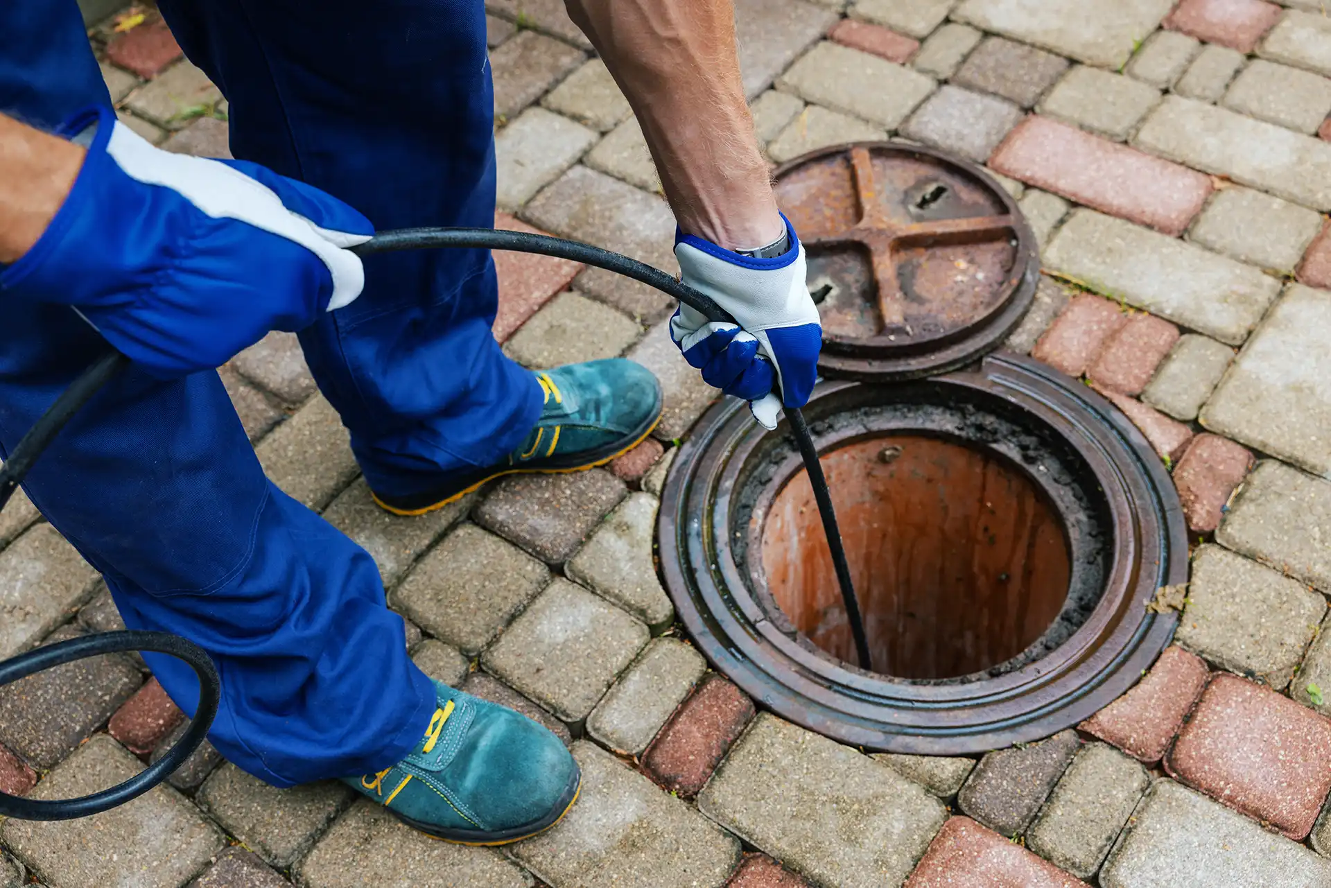 sewer camera inspection from outside on patio